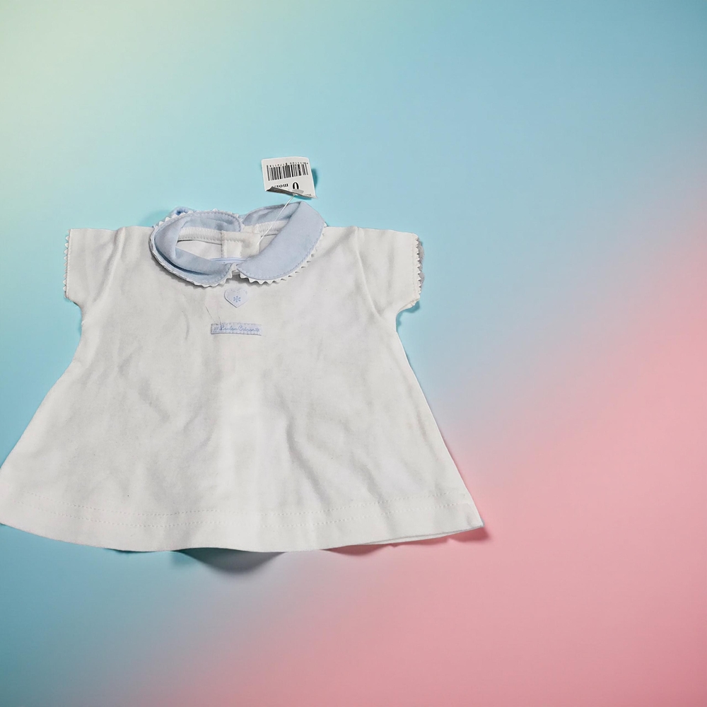 1 NWOT Jacadi Cotton Top with Blue Collar size 0 months